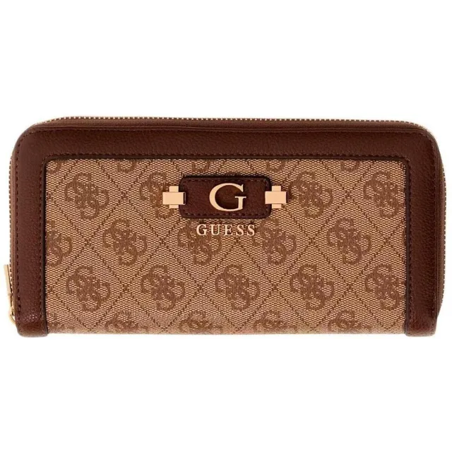 Guess Lindsey portemonnee latte logo bruin Wit