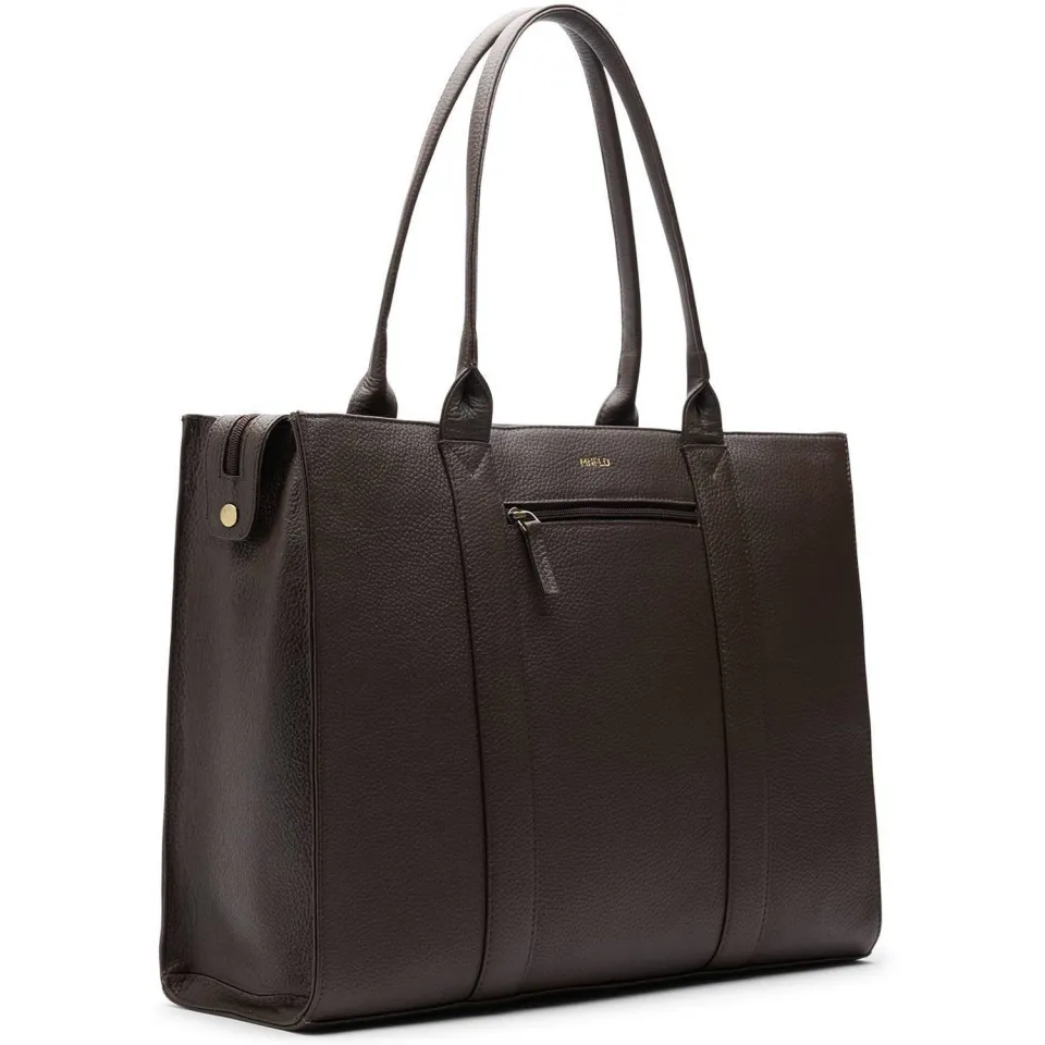 Manfield leren shopper donkerbruin 18 inch, foto 3