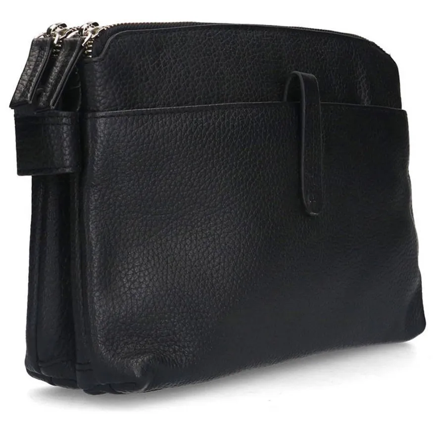 Manfield leren crossbodytas zwart, foto 2