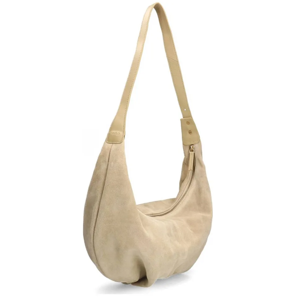 Manfield suède schoudertas beige, foto 2