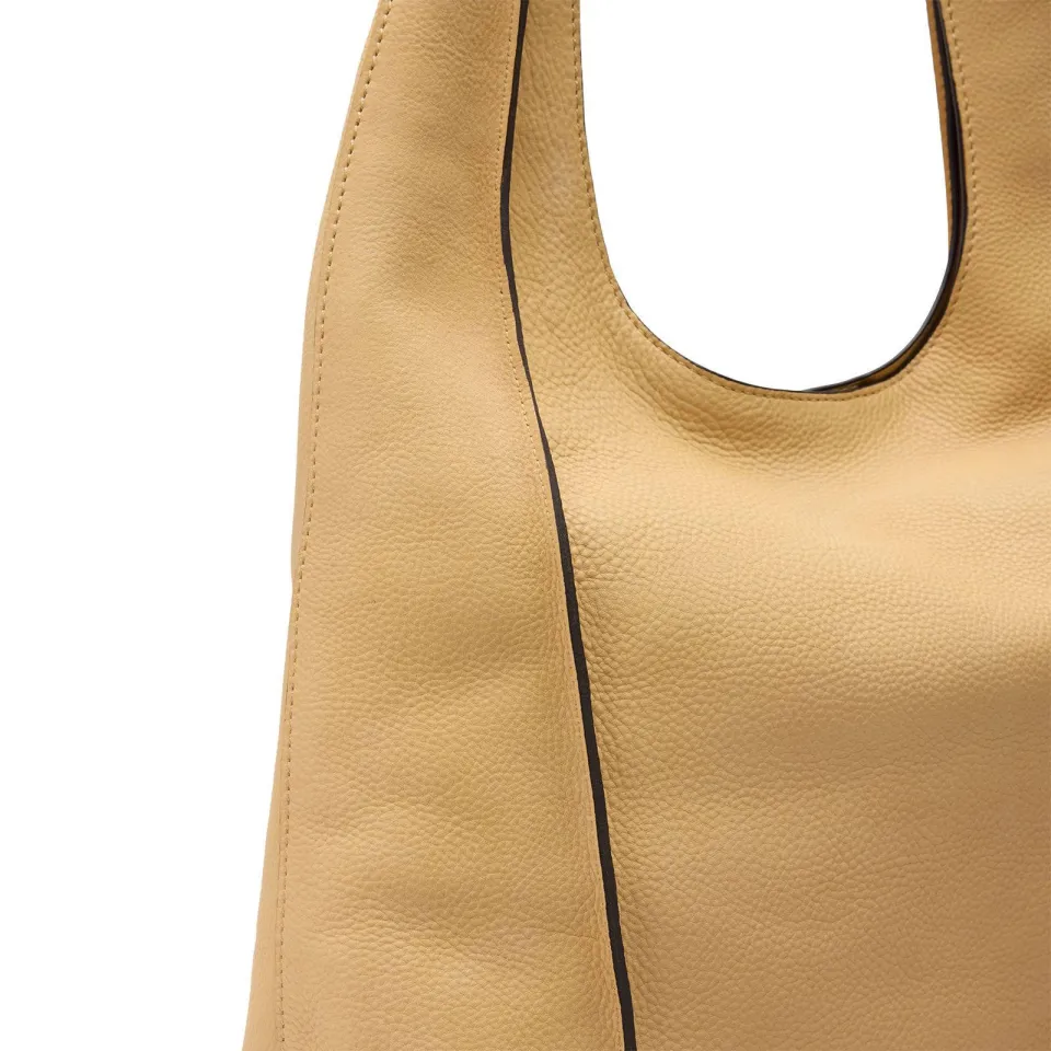 Manfield leren shopper beige, foto 6