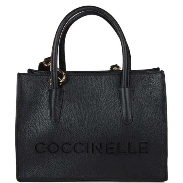 Coccinelle Myrtha26 Handtas Geribbeld Leer noir