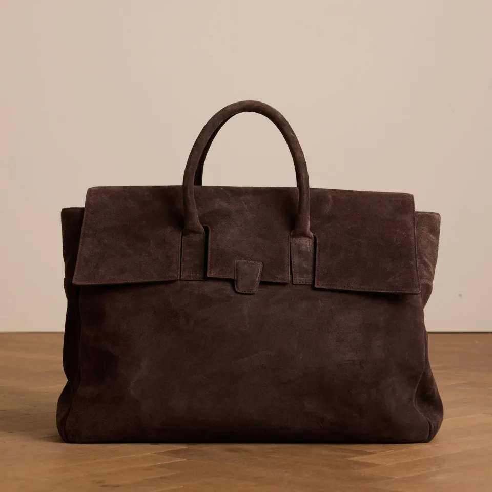 Manfield suede weekendtas donkerbruin, foto 3