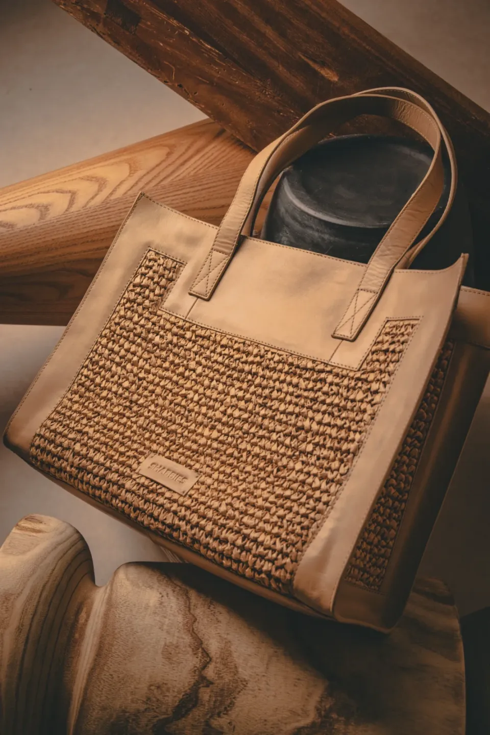 Shabbies Amsterdam Verena schoudertas Raffia Beige, foto 6