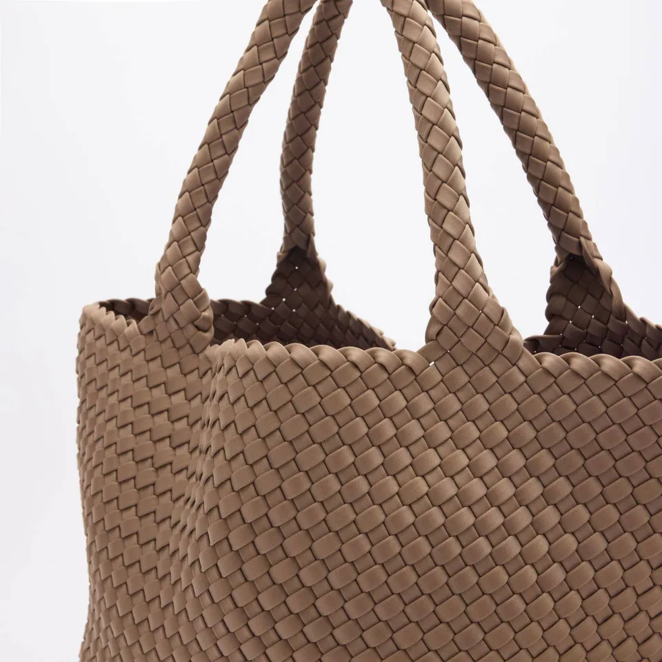 Manfield gevlochten shopper taupe, foto 5