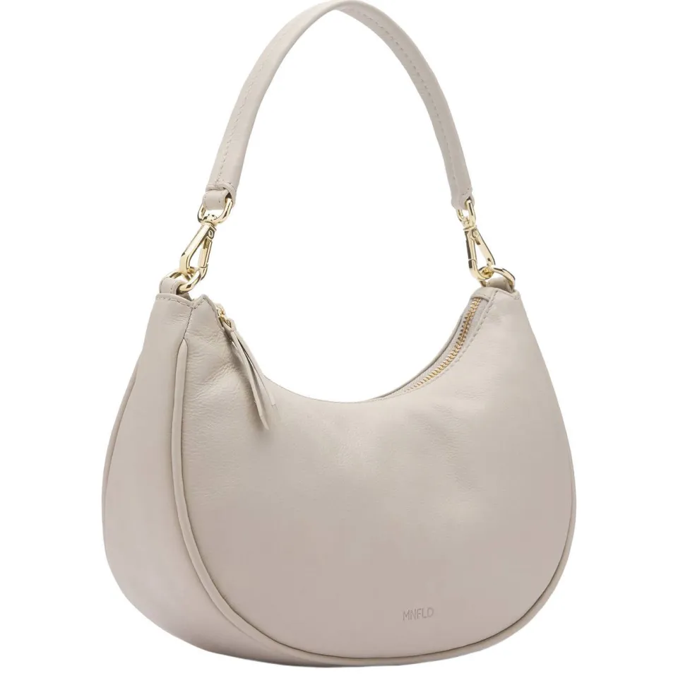 Manfield leren crossbody tas beige, foto 3