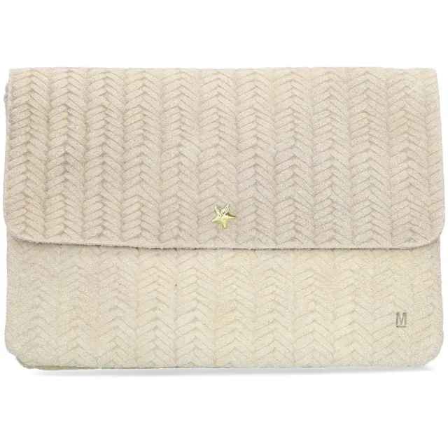 Manfield suede clutch ecru