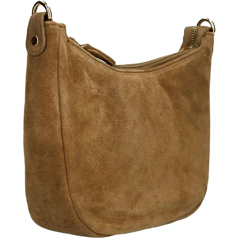 Manfield suède crossbody tas bruin, foto 3