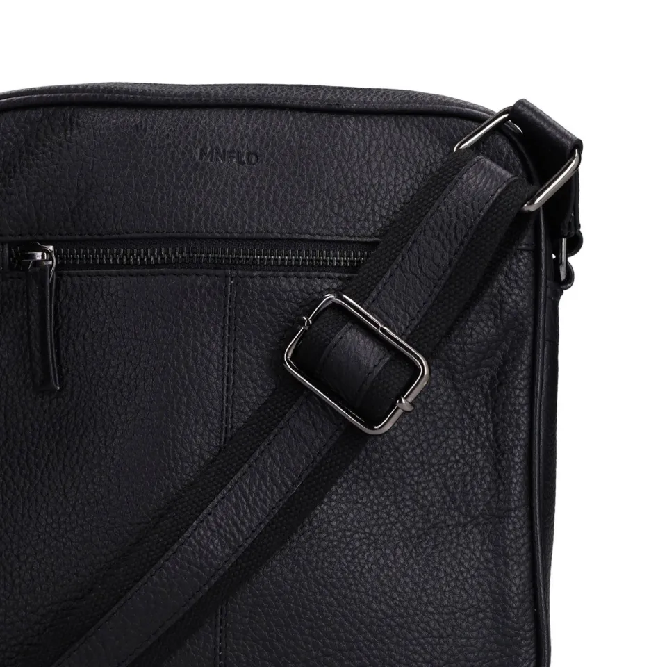 Manfield leren crossbody tas zwart, foto 4