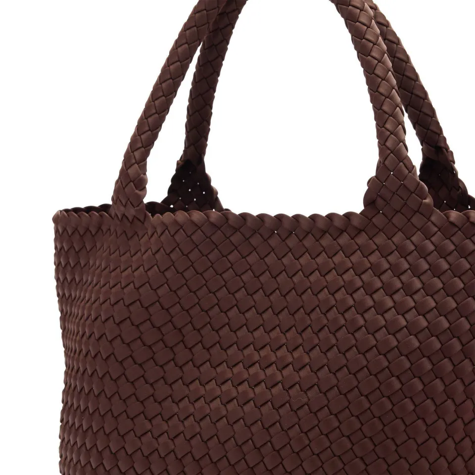 Manfield gevlochten shopper donkerbruin, foto 6