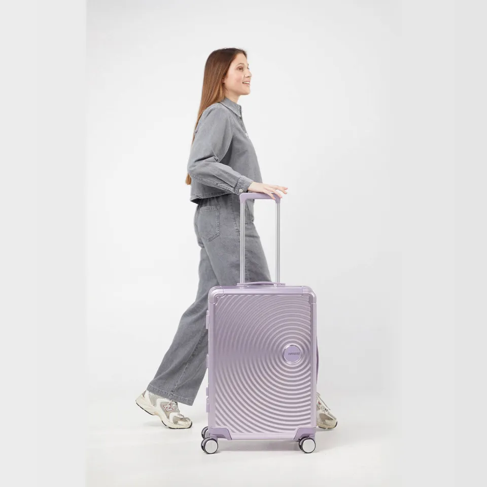 American Tourister Soundbox Alu Spinner trolley lila, foto 5