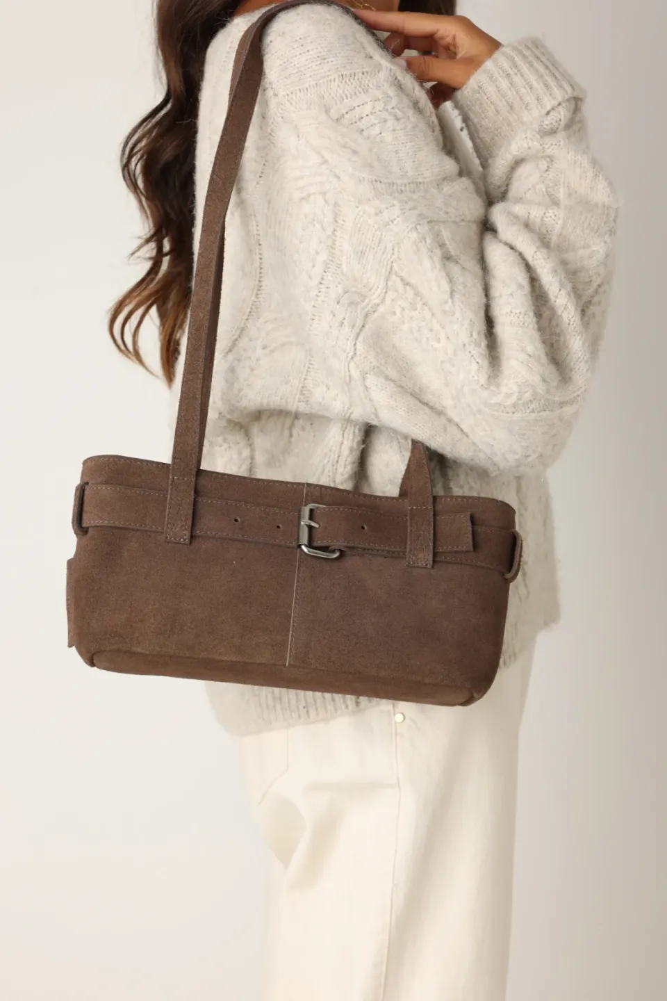 Shabbies Amsterdam OLLA Shoulderbag oiled suede Taupe, foto 6