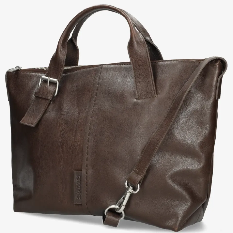 Shabbies Amsterdam Essie Stitched laptoptas bruin, foto 6