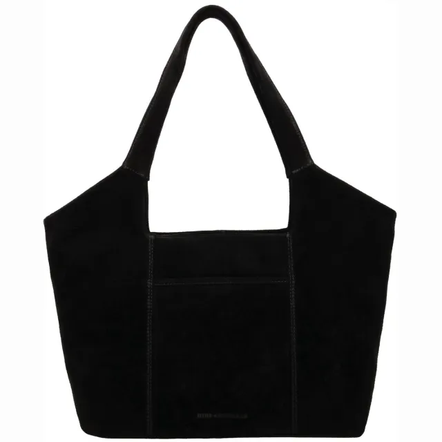 Hide & Stitches Brazos Schoudertas - Shopper - 40 x 25 x 14 cm - Leer - Suede - Dames Tas - Leren Dames Tas - Zwart