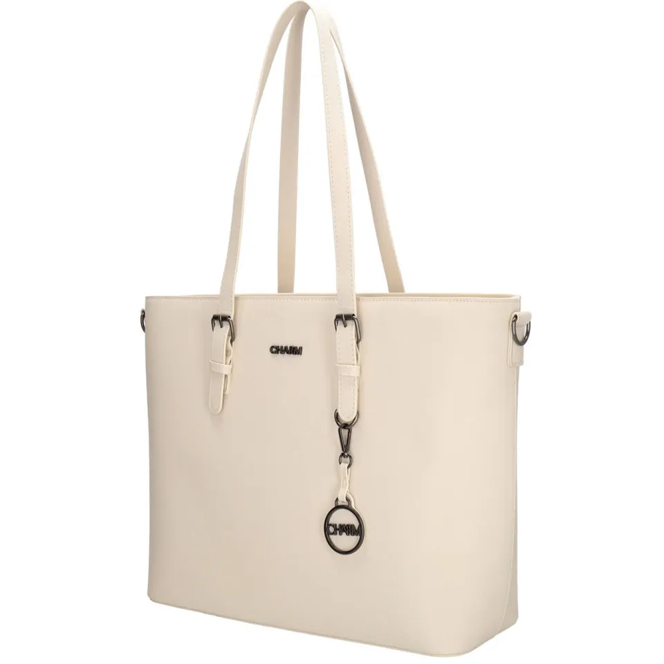 Charm London Birmingham shopper 15,6 inch laptopvak beige, foto 2