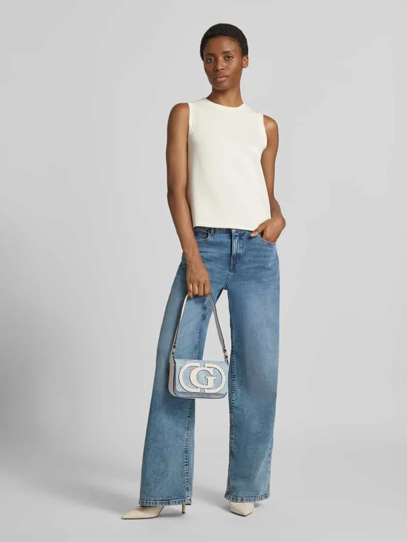 Guess Ruby flap schoudertas lichtblauw denim logo, foto 3