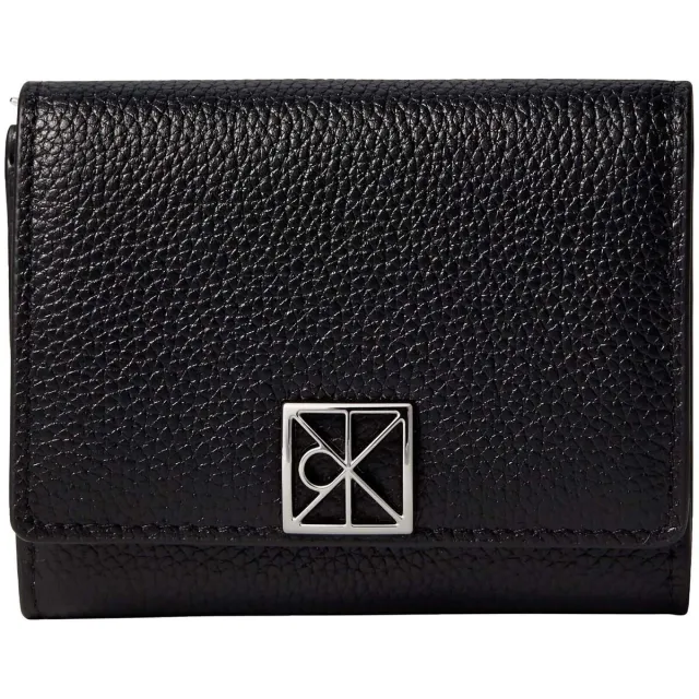 Calvin Klein Emblem Hw Pebble Trifold portemonnee zwart