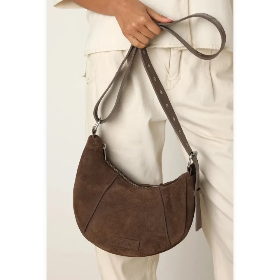 Shabbies Amsterdam PLATAMINI STUDS Shoulderbag Oiled Suede Taupe, foto 6
