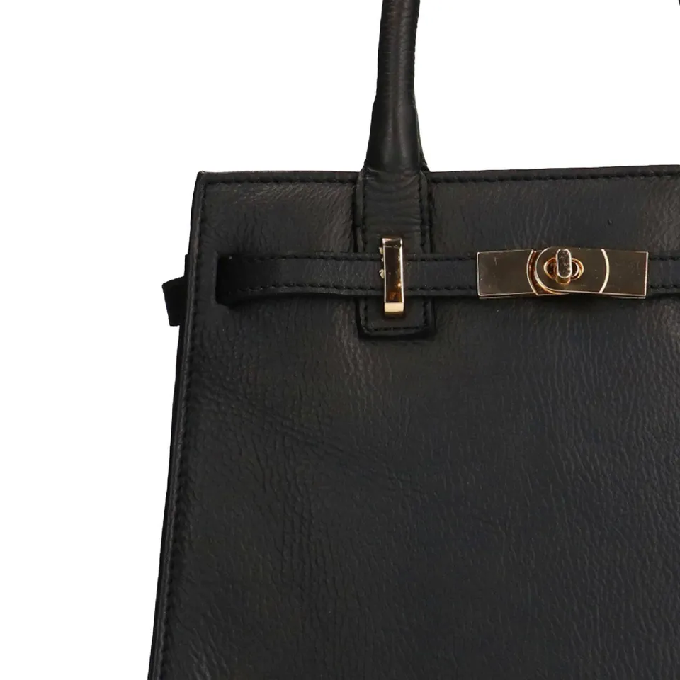 Manfield leren handtas zwart, foto 5