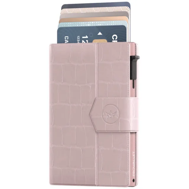Portemonnee Prowallet Pasjeshouder Plus Croco Zachtroze roze
