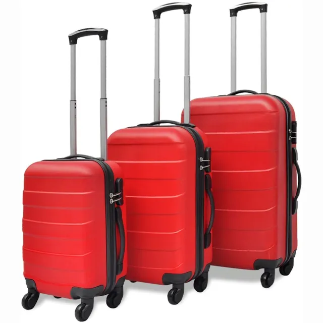 vidaXL 3-delige Kofferset hard 45,5/55/66 cm rood