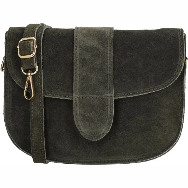 Charm London Anna Schoudertas - Crossbody - Suede - Leer - Leren Dames Tas - Olijfgroen