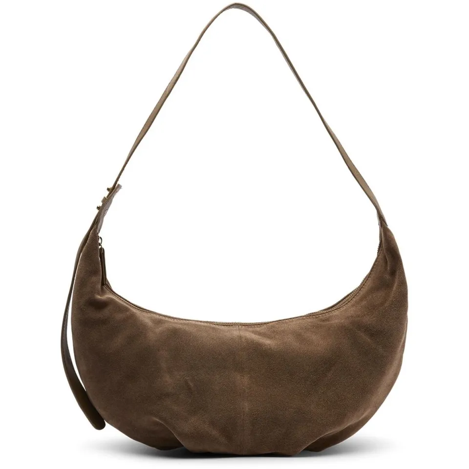 Manfield suede schoudertas bruin, foto 2