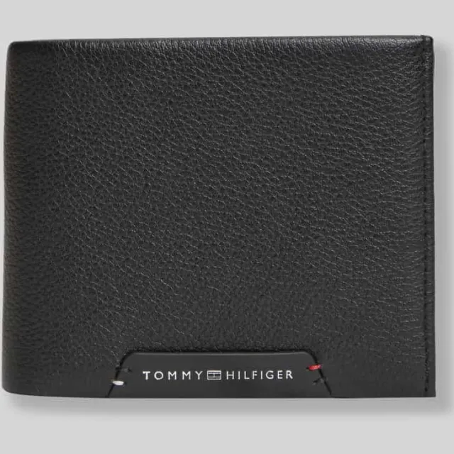 Tommy Hilfiger Portemonnee van echt leer zwart