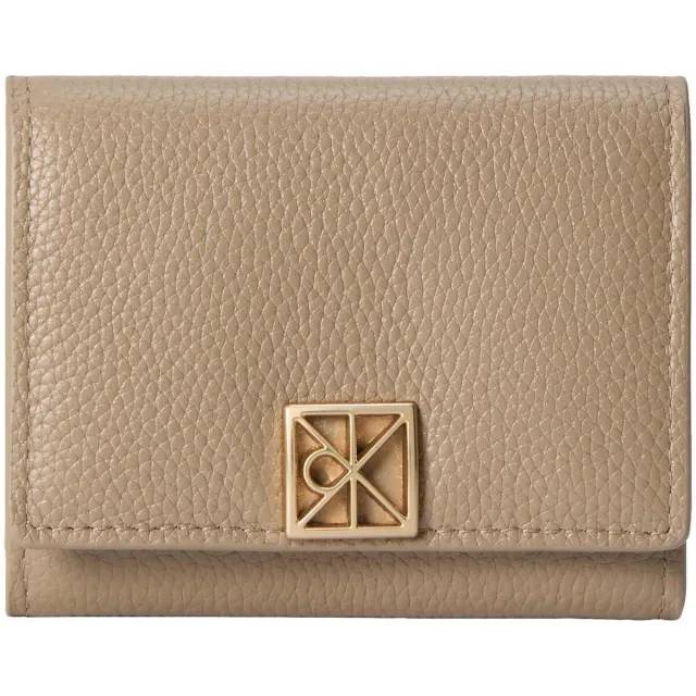 Calvin Klein Emblem trifold portemonnee beige Bruin