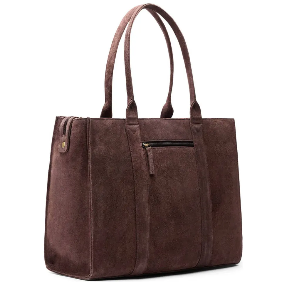 Manfield suede shopper donkerbruin 18 inch, foto 5