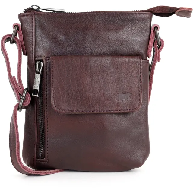 Bear Design Davide Leren Schoudertasje - Bordeaux Rood