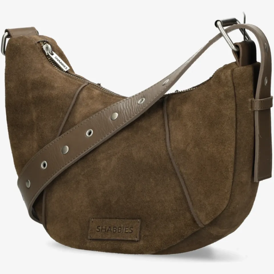 Shabbies Amsterdam PLATAMINI STUDS Shoulderbag Oiled Suede Taupe, foto 4