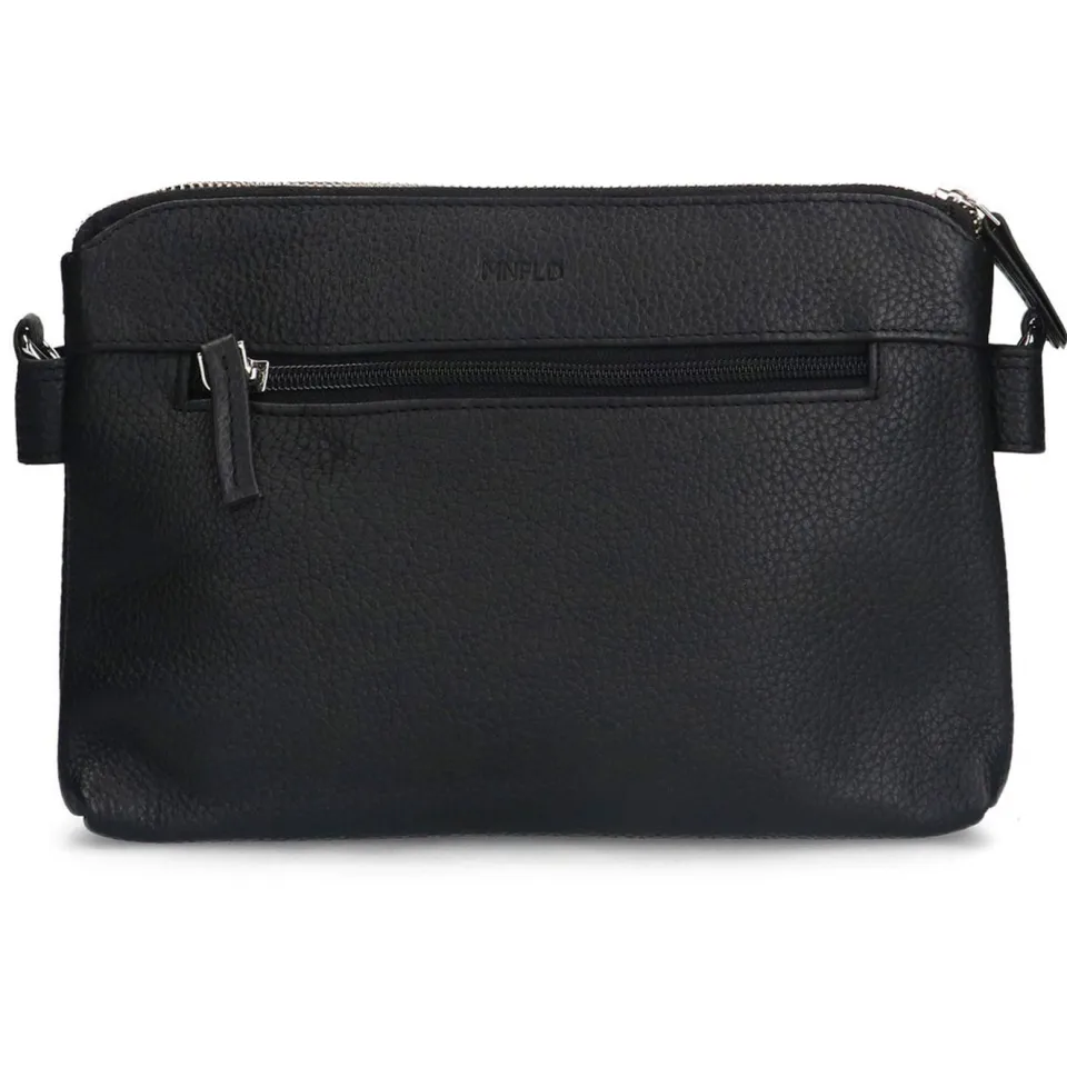 Manfield leren crossbodytas zwart, foto 3