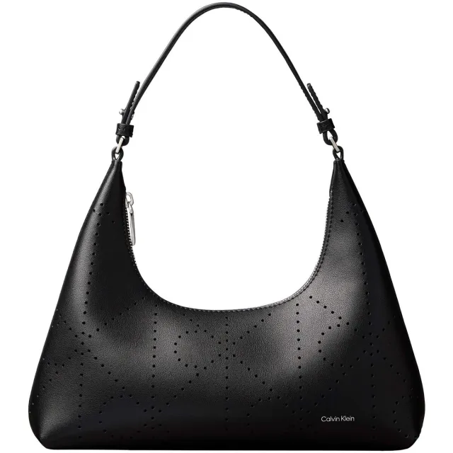 Calvin Klein Emblem Aop perforated schoudertas zwart