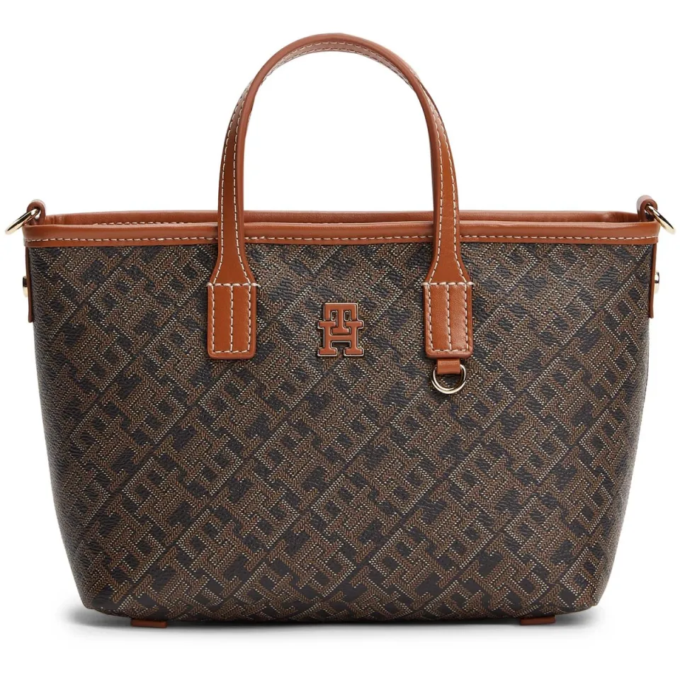 Tommy Hilfiger Monoplay mini tote handtas bruin Zwart