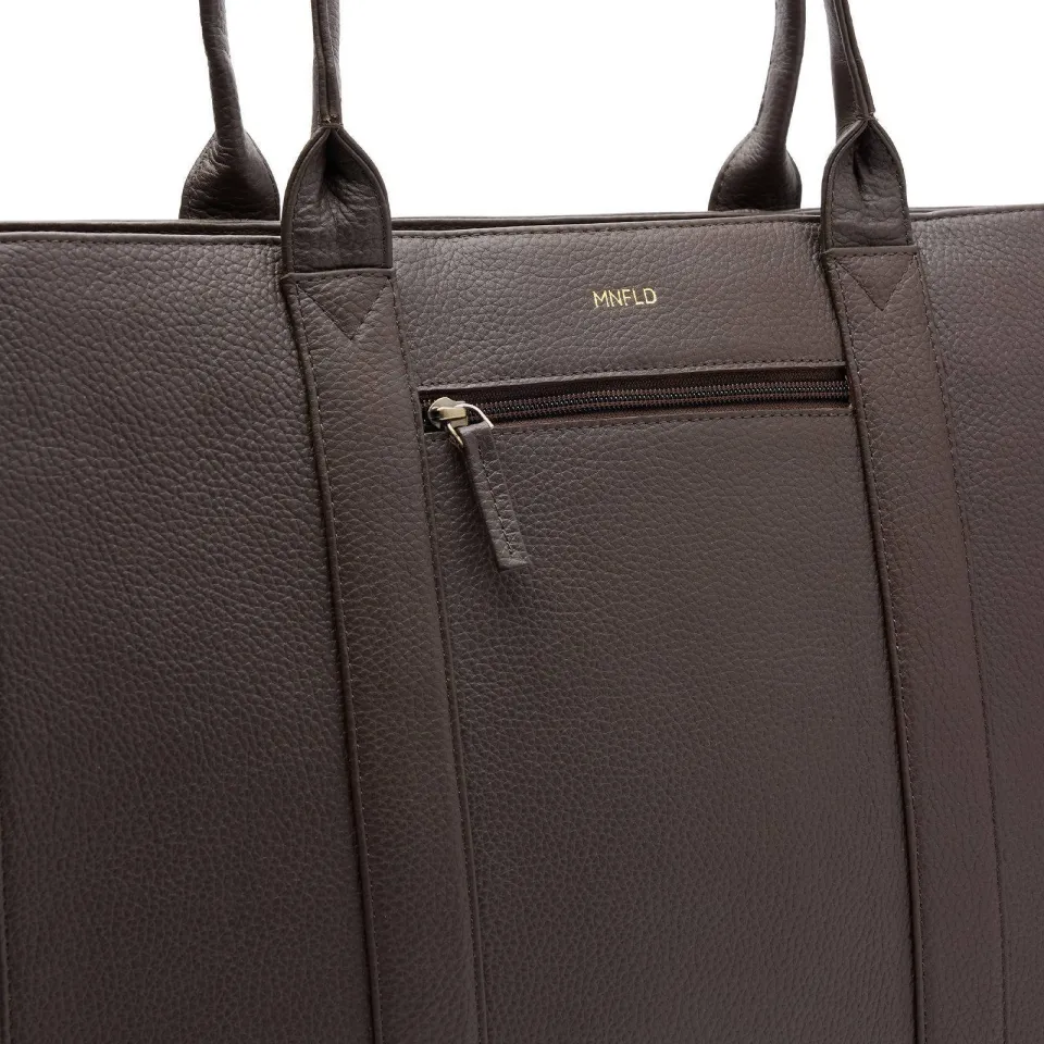 Manfield leren shopper donkerbruin 18 inch, foto 6