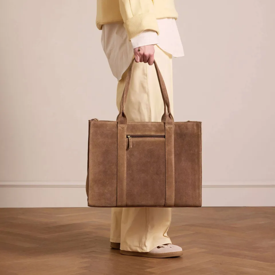 Manfield suede shopper taupe 18 inch, foto 5