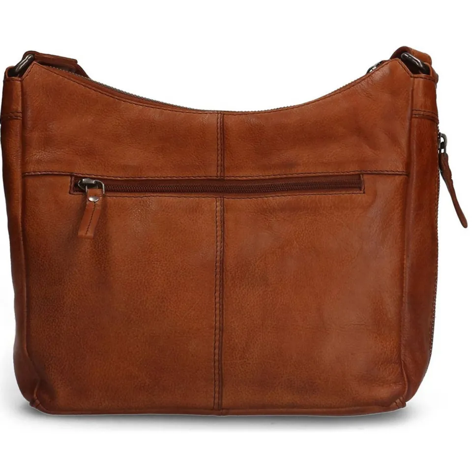 Manfield leren crossbody tas cognac, foto 2