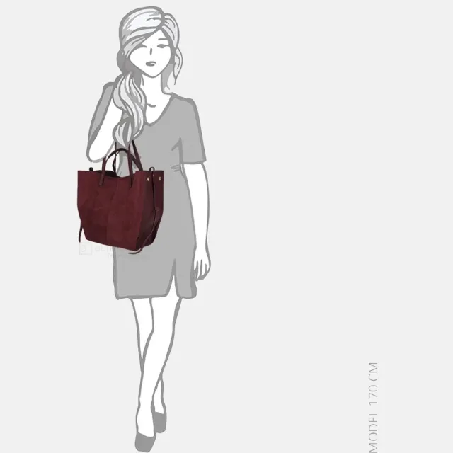 Firenze Suedine shopper L burgundy Donker rood