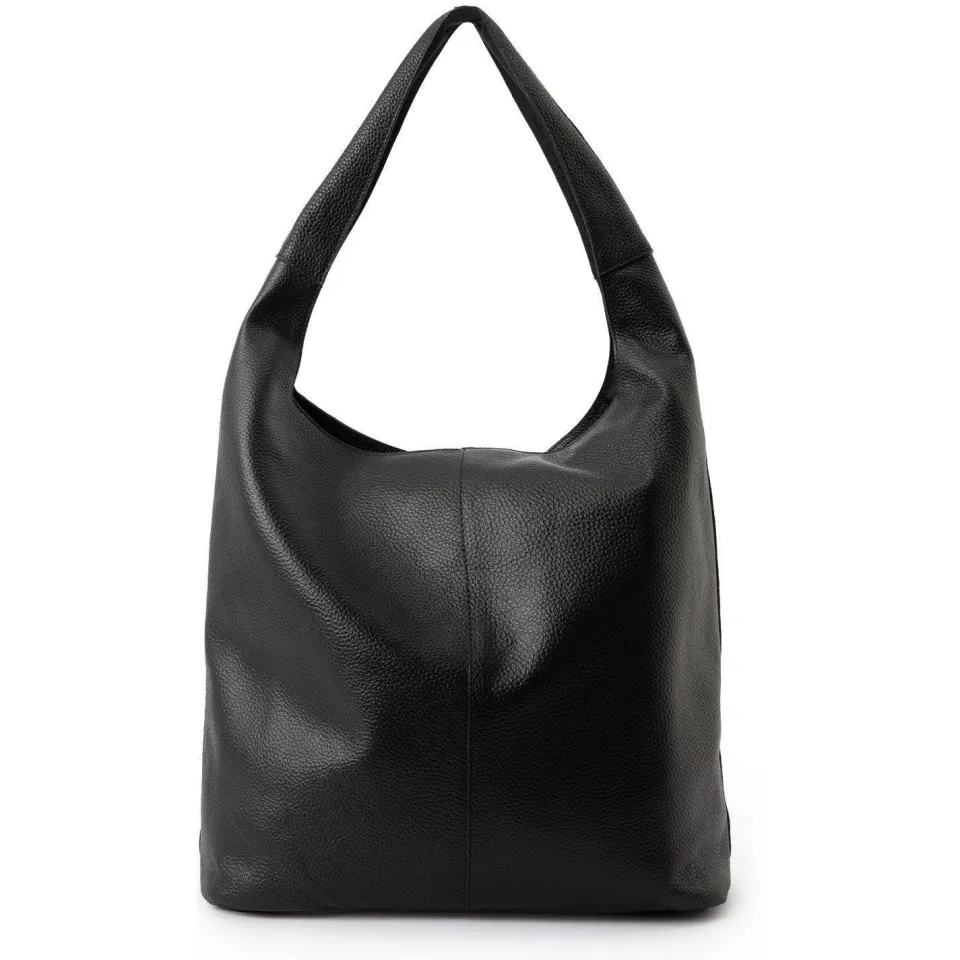 Manfield leren shopper zwart