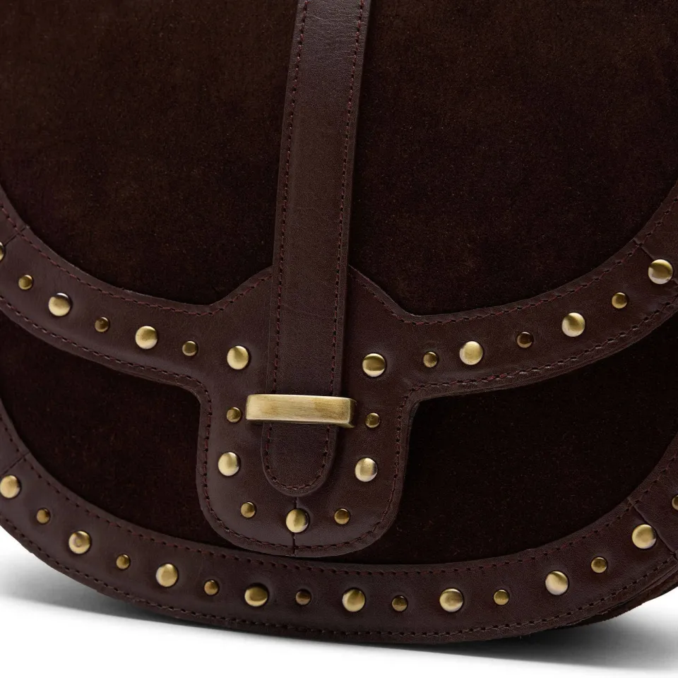 Manfield suede crossbody tas donkerbruin, foto 5