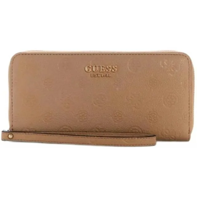 Guess Ella Logo SLG zip-around portemonnee taupe Bruin
