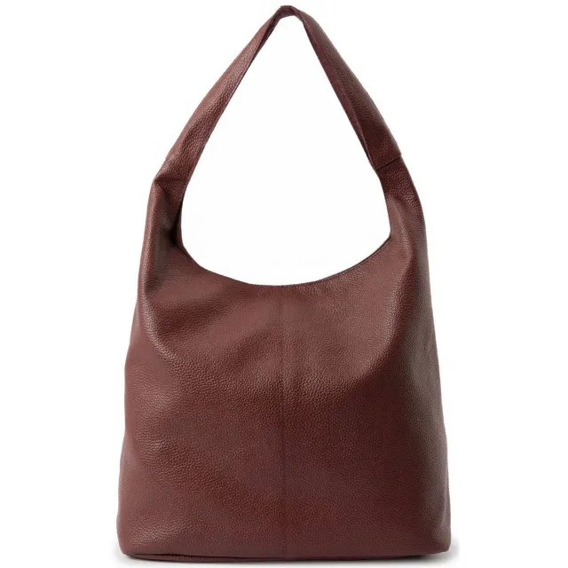 Manfield leren shopper roodbruin