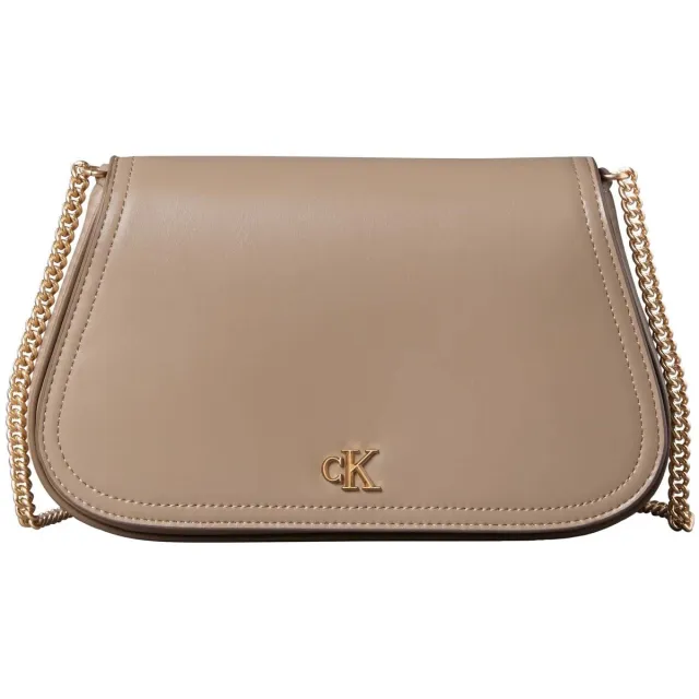 Calvin Klein Ck Curved Wallet On Chain portemonnee taupe Bruin