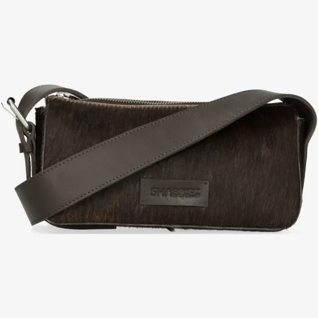 Shabbies Amsterdam VENICE Shoulderbag Pony Leather Dark Brown Donkerbruin