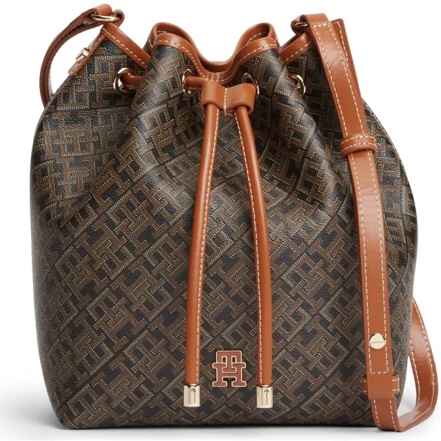 Tommy Hilfiger Th Monoplay Bucket buideltas bruin Zwart