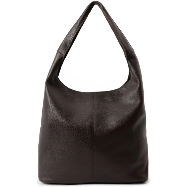 Manfield leren shopper donkerbruin
