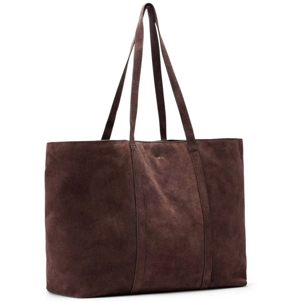 Manfield suède shopper donkerbruin, foto 2