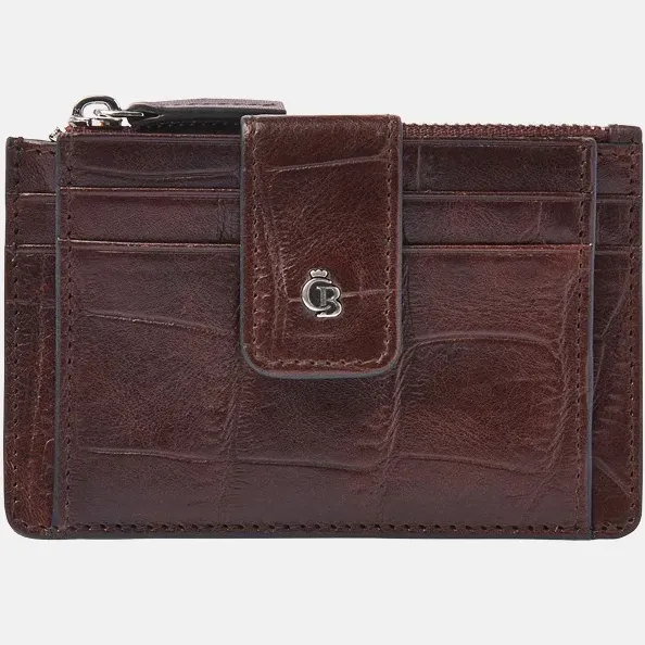 Castelijn & Beerens mini wallet pasjeshouder croco mocca