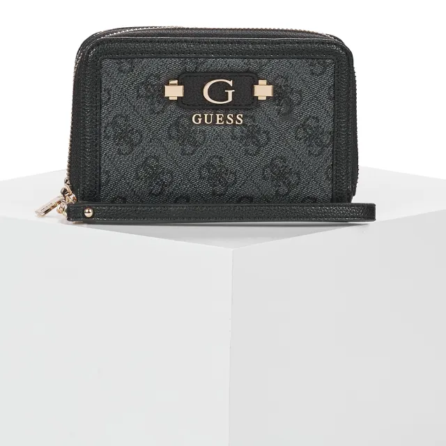 Guess Lindsey SLG medium double zip portemonnee zwart